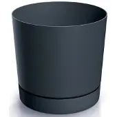 Prosperplast Bloempot met schotel, antraciet, plastic, 14,7 cm, Tubo