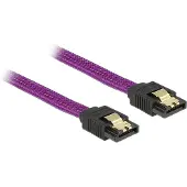 DeLOCK Premium SATA datakabel - nylon - SATA600 - 6 Gbit/s / paars - 1 meter