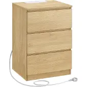 Vasagle Bijzettafel 3 lades modern ebbenhout, Strogeel / 1