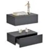 En.casa Wandplank met lade set van 2 zwevend 46x30x15 cm donkergrijs