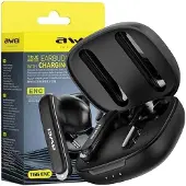 Awei Bluetooth 5.3 T66 TWS-oordopjes + Oplaadstation, zwart/zwart