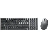 Dell Pro Plus compact toetsenbord en muis – KM7120W - Russisch (QWERTY), Volledige grootte (100%), Draadloos, RF draadloos + Bluetooth, QWERTY-indeling, Grijs, Titanium, Inclusief muis