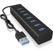 Icy Box 7-poorts hub met USB Type-A aansluiting en voedingseenheid