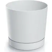 Prosperplast Tubo Serie - Bloempot met Schotel - 11 cm - Wit - Kunststof