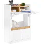 SoBuy FWT109-WN Opvouwbaar bureau met planken en laden