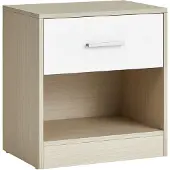 Vasagle Nachtkastje met lade, Natuurlijk beige + klassiek wit