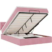 vidaXL Ottoman bed met matras en LED's 140x190cm fluweel roze
