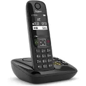 Gigaset AS690A, analoge/DECT-telefoon, draadloze headset, luidsprekerfunctie, 100 nummers, nummerherkenning, zwart