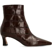 Manfield Bruine leren croco enkellaarsjes met hak | Maat 40
