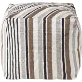 Homescapes Designer Kruk Poef Kubus Selam grijs wit - S