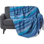 Homescapes Marokko sprei, blauwe strepen, 255 x 360 cm