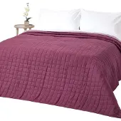 Homescapes 100% katoenen gewatteerde sprei, paars/lila, 150 x 200 cm