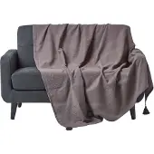 Homescapes Rajput sprei, 100% katoen, grijs, 225 x 255 cm
