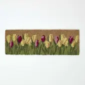 Homescapes Antislip Kokos Deurmat met Tulpenmotief, 25 x 75 cm