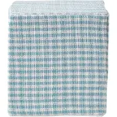 Homescapes Vichy ruit poef blauw en wit – zitkubus, 36x38 cm