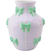 House Vitamin Vase flower vase ribbons dolomite lilac/mint 14x14x19cm