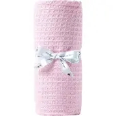 Homescapes - Wafel babydeken - 100% biologisch katoen - roze - 90x110 cm