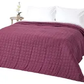 Homescapes 100% katoenen gewatteerde sprei, paars/lila, 200 x 200 cm