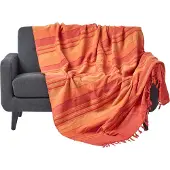 Homescapes Marokko sprei, terracotta strepen, 255 x 360 cm