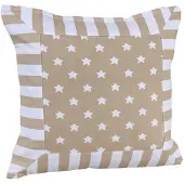 Homescapes Sterkussenhoes in beige met gestreepte rand, 45 x 45 cm
