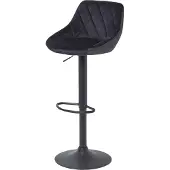 Homescapes - Barkruk Henley - fluwelen barkruk in hoogte verstelbaar 97cm - zwart
