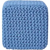 Homescapes Gebreide zitkubus 100% katoen, blauw