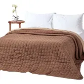 Homescapes gewatteerde sprei van 100% katoen, lichtbruin/donkerbruin, 230 x 250 cm