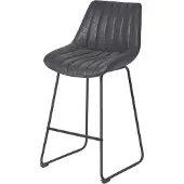 Homescapes - Barkruk Ascot kunstlederen barkruk met rugleuning - 97cm - zwart