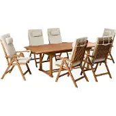Beliani JAVA PREMIUM - Tuinset voor 6 - Taupe - Acaciahout