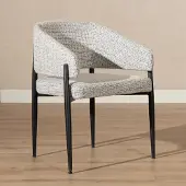 Livin24 Eetkamerstoel Armin gemêleerde stof off white/zwart