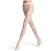 Falke Sensual Boulevard gedessineerd materiaal transparent 30 DEN panty dames wit - maat S-M