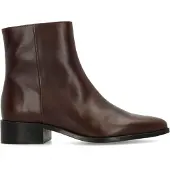 Manfield Donkerbruine leren enkellaarsjes | Maat 40