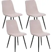 Beliani TUSCOLA - Eetkamerstoel set van 4 - Beige - Polyester
