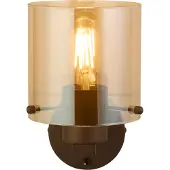 Searchlight Sweden 1-lichts wandlamp - Mocha metaal en amberglas