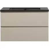Guido Gusto Badkamermeubel Summer 80cm mat beige met zwarte wastafel zonder kraangat