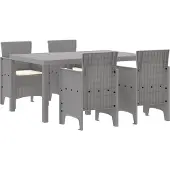 vidaXL Tuin Eettafel Set 5 st Lichtgrijs Polt riet