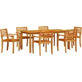 vidaXL Tuin Eettafel Set 7 st Bruin Massief Acacia Hout