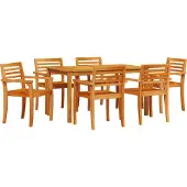 vidaXL Tuin Eettafel Set 7 st Bruin Massief Acacia Hout