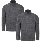 Mountain Warehouse Heren Snowdon Melange Fleece Top (Set van 2) (Zwart)