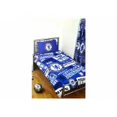Chelsea fc officiële voetbalpatch, dekbedovertrek en kussensloopset voor een enkel bed, model BS181 (één maat) (blauw/wit)