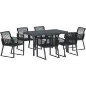 vidaXL Tuinset, 7-delig, zwart, polyrotan