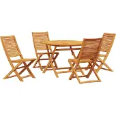 vidaXL Tuin Eettafel Set 5 st Bruin Massief Acacia Hout