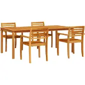 vidaXL Tuin Eettafel Set 7 st Bruin Massief Acacia Hout