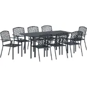 vidaXL Tuin Eettafel Set 9 st Antraciet Poedergecoat staal
