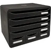 Exacompta ECOBlack Ladekastje Kunststof Zwart 7 Lades 35,5 x 27 x 27,1 cm