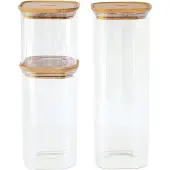 Pebbly Glazen Potten Met Deksel Pak Van 3 80/140/220 Cl - Potten & deksels Borosilicaatglas Clear - PKV-035