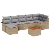 vidaXL Tuinbank Set 8 st Beige en Lichtgrijs poly rattan