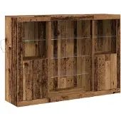 vidaXL LED Dressoir Oudhout 142,5 x 37 x 100 cm Bewerkt hout