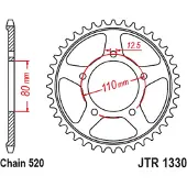 JT Sprockets Jtr 1330 Zbk Achtertandwiel