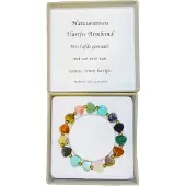 Een Wens Natuurstenen Hartjes Elastische Armband in Geschenkdoos